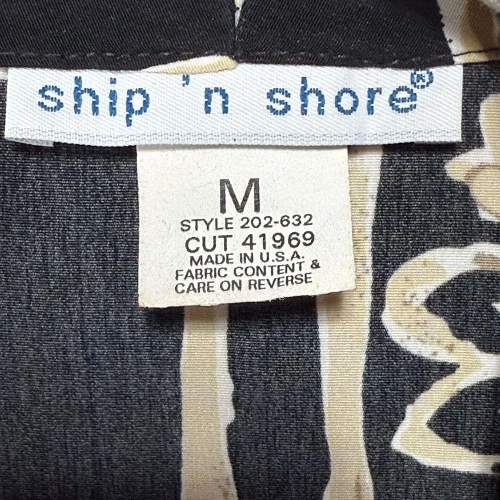Ship'n Shore Black and Cream Abstract Patterned Blazer Size M - Picture 7 of 8